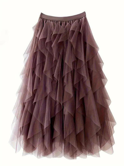 Eleganter Tüll Midirock mit Volants – Luftiger Layering Rock für Damen