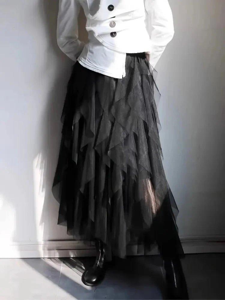 Eleganter Tüll Midirock mit Volants – Luftiger Layering Rock für Damen