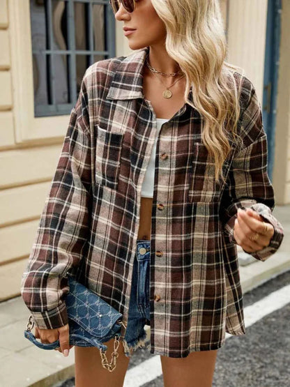 Karierte Overshirt Jacke für Damen – Lässige Flanell Hemdjacke im Casual Look