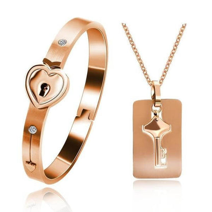 Amoréa - DU BIST DER SCHLÜSSEL MEINES HERZES – Armband + Halskette Set