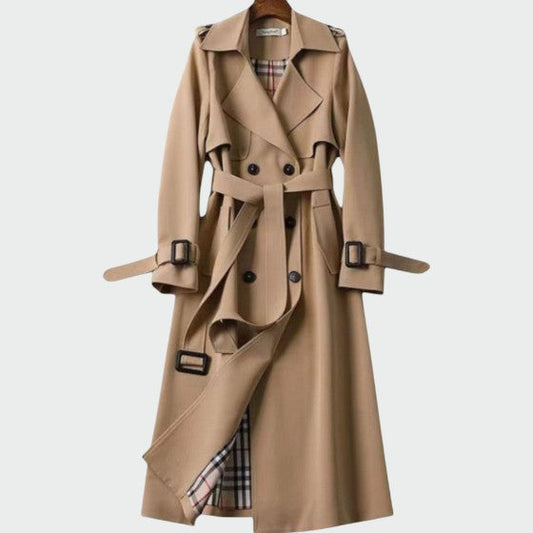 Kaélis - Zeitloser Trench-Coat für Frauen, Frühlingsmantel mit Innenfutter im Karomuster