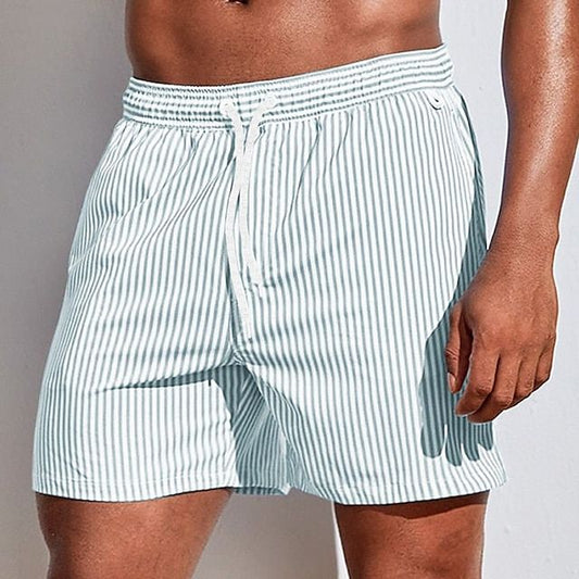 Herren Badehose mit Streifen – Schnelltrocknende Swim Shorts mit Kordelzug & Sommer-Style