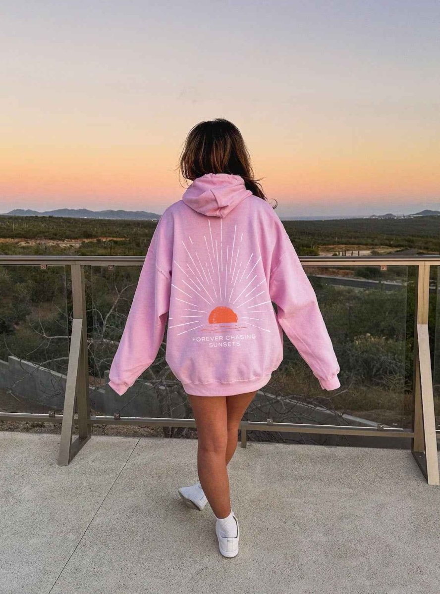 Oversize Hoodie mit Rückenprint – Lässiger Sunset Look Kapuzenpullover für Damen