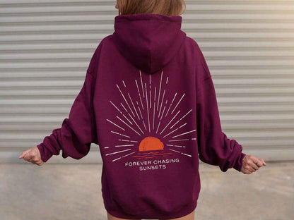 Oversize Hoodie mit Rückenprint – Lässiger Sunset Look Kapuzenpullover für Damen