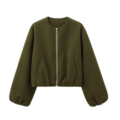 Kurze Oversize Bomberjacke mit Ballonärmeln – Moderne Damen Übergangsjacke