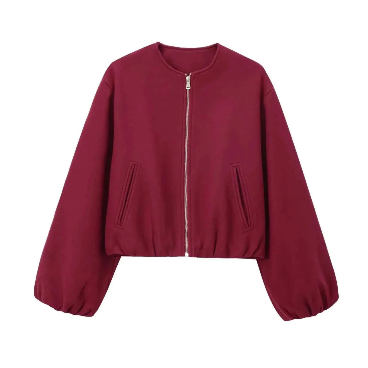 Kurze Oversize Bomberjacke mit Ballonärmeln – Moderne Damen Übergangsjacke