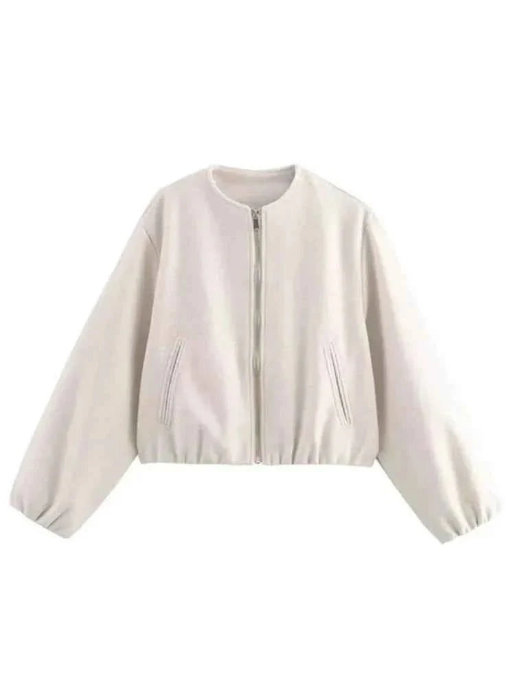Kurze Oversize Bomberjacke mit Ballonärmeln – Moderne Damen Übergangsjacke