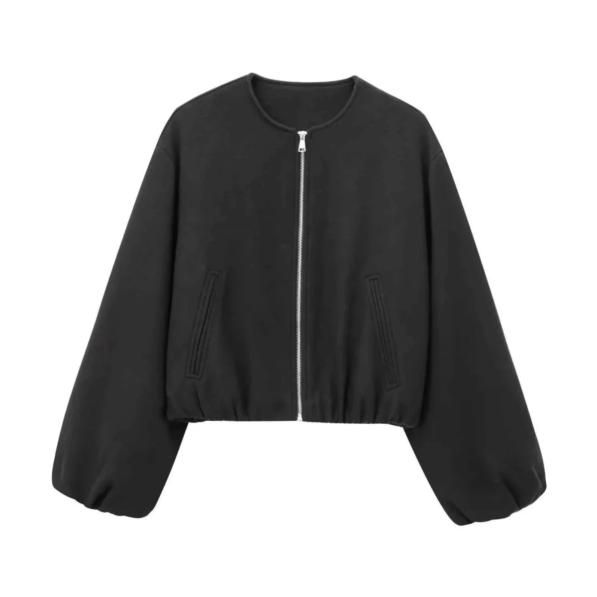 Kurze Oversize Bomberjacke mit Ballonärmeln – Moderne Damen Übergangsjacke
