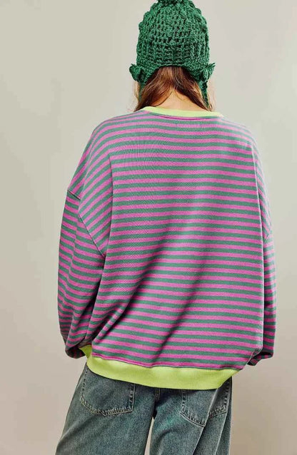 Lässiger Oversize Streifenpullover für Damen – Bequemer Casual Sweatshirt Look