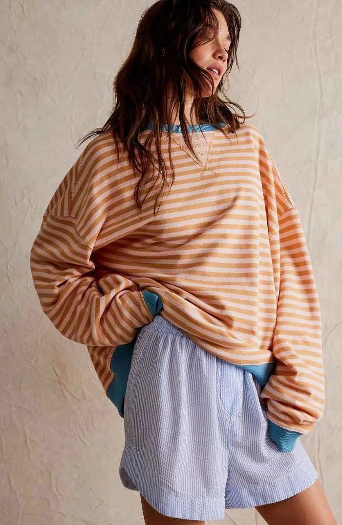 Lässiger Oversize Streifenpullover für Damen – Bequemer Casual Sweatshirt Look