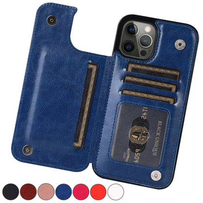 Magnoria - Luxuriöse Ledertasche für das Handy mit Kartenfächern, Fotobereich und Magnetverschluss