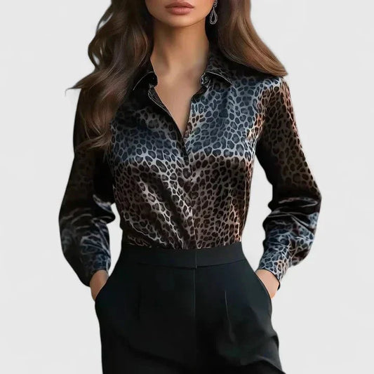 Jovienne - Elegante und Glänzende Bluse mit Leopardenmuster für Damen