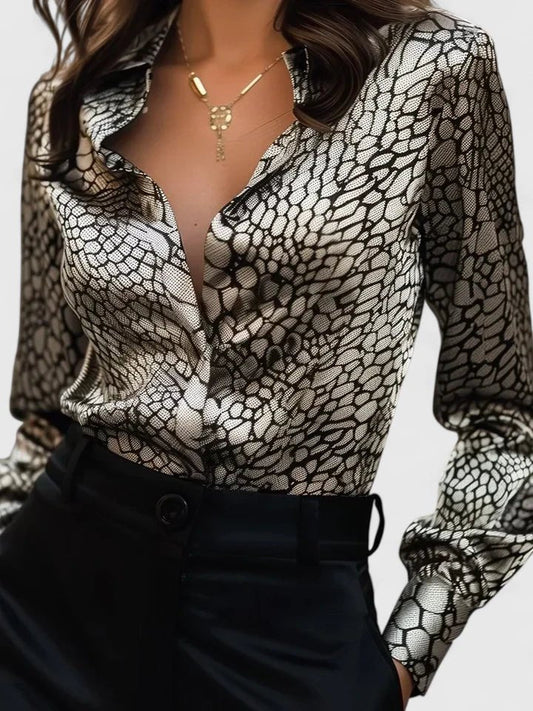 Jovienne - Elegante und Glänzende Bluse mit Leopardenmuster für Damen
