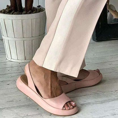 Bequeme Slingback Sandalen für Damen – Weiche Sommer Schuhe mit Keilsohle & Peep-Toe