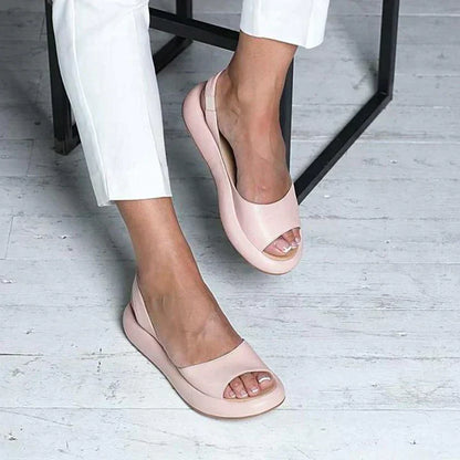 Bequeme Slingback Sandalen für Damen – Weiche Sommer Schuhe mit Keilsohle & Peep-Toe