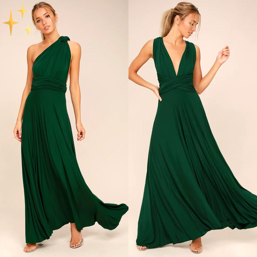 Elegantes Multiway Maxikleid für Frauen mit wandelbarem Design und fließender Silhouette
