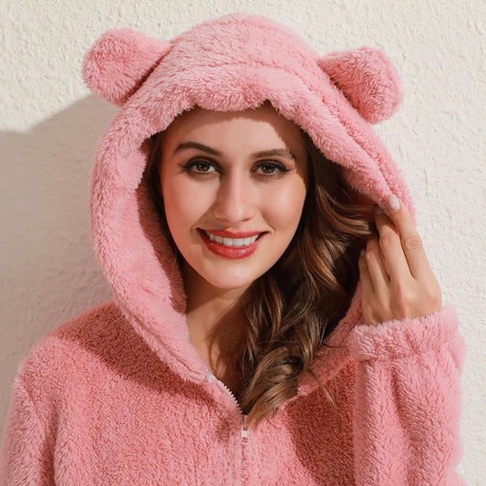 Nia - Superweiche Fleece-Overall mit Bärenohren