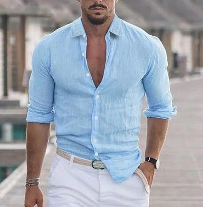 Leinenhemd mit Knopfleiste für Herren – Luftiges Sommerhemd mit Slim Fit