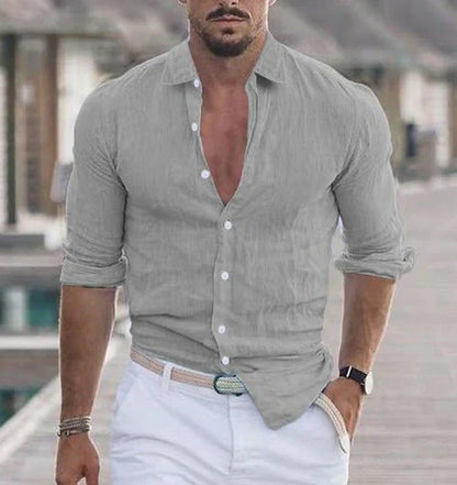 Leinenhemd mit Knopfleiste für Herren – Luftiges Sommerhemd mit Slim Fit