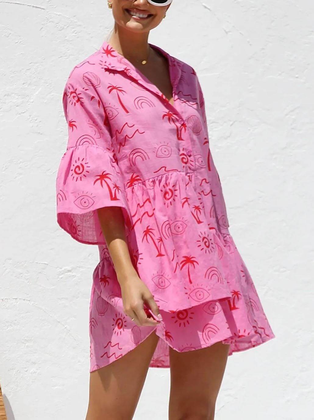 Jorivane - Weites Kurzkleid im Ethno-Stil für Damen
