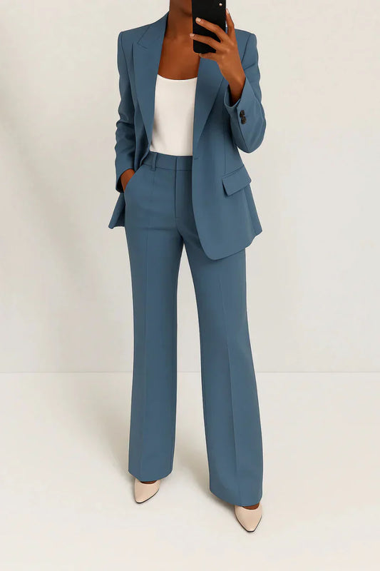 Roséline - Professionelles Zweiteiliges Ensemble für Frauen, bestehend aus einem Blazer und einer Hose, in einfarbiger Ausführung