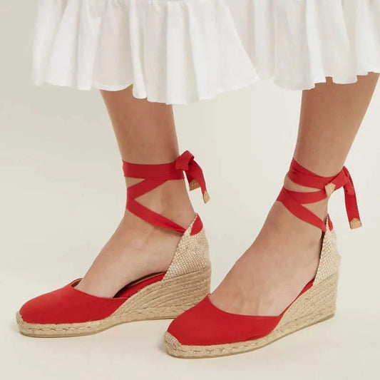 Elegante Damen Espadrilles Wedges mit Schnürung – Sommer Sandalen mit Keilabsatz & Komfort
