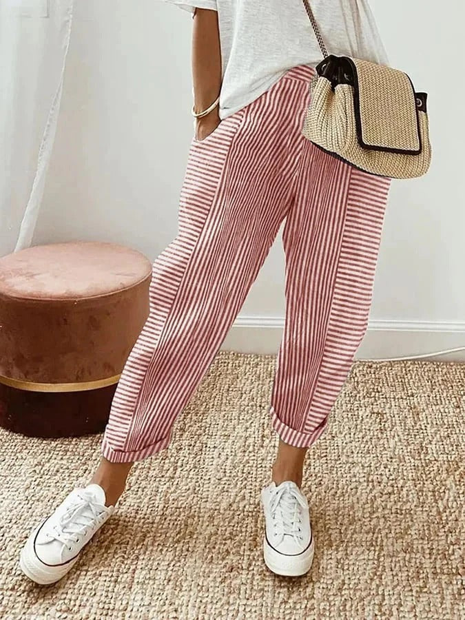 Lässiger Sommerlook für Frauen Gestreifte Hose mit Lockerem Schnitt und Bequemer Passform