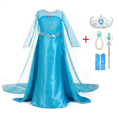 Magisches Prinzessinnen Kostüm Set für Kinder – Glitzer Kleid mit Krone, Zauberstab & Accessoires