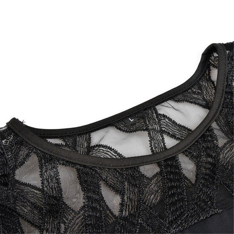 Elegantes Chiffon Midikleid für Damen – Lockeres Abendkleid mit Spitzenärmeln