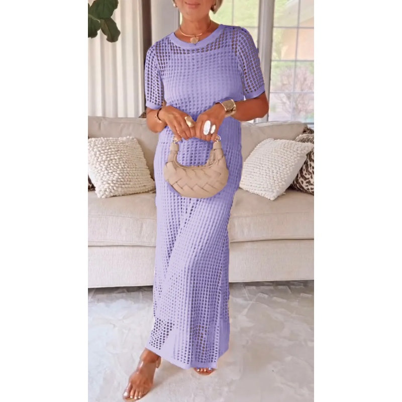 Leichtes Sommer-Strickkleid für Damen – Luftiges Maxikleid mit elegantem Fall