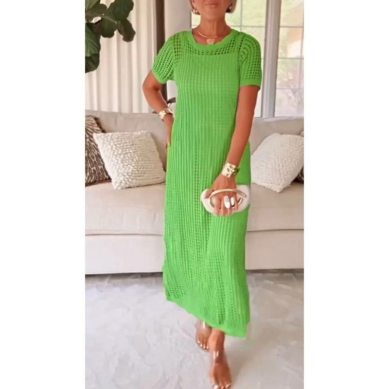 Leichtes Sommer-Strickkleid für Damen – Luftiges Maxikleid mit elegantem Fall