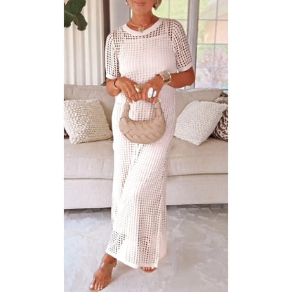 Leichtes Sommer-Strickkleid für Damen – Luftiges Maxikleid mit elegantem Fall