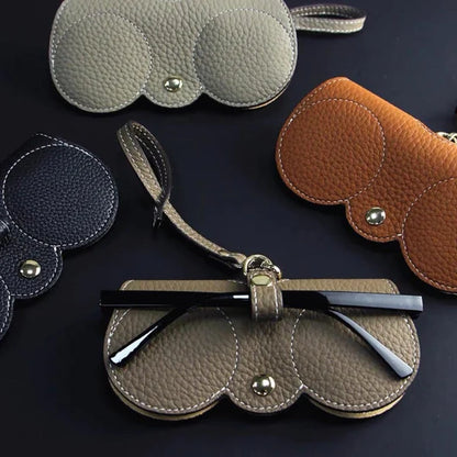 Elegantes Brillenetui aus Leder für Damen – Kompakte Sonnenbrillen Tasche mit Schlaufe & Schutz