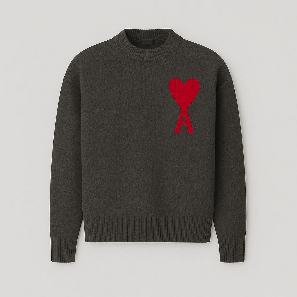 Kaélie - Damenpullover mit Herz und gestickten Buchstaben – Chic und zeitloser Sweat