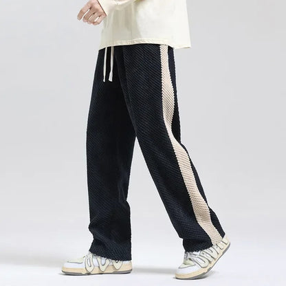 Lässige Herren Jogginghose mit Seitenstreifen – Bequeme Freizeit Hose mit Kordelzug