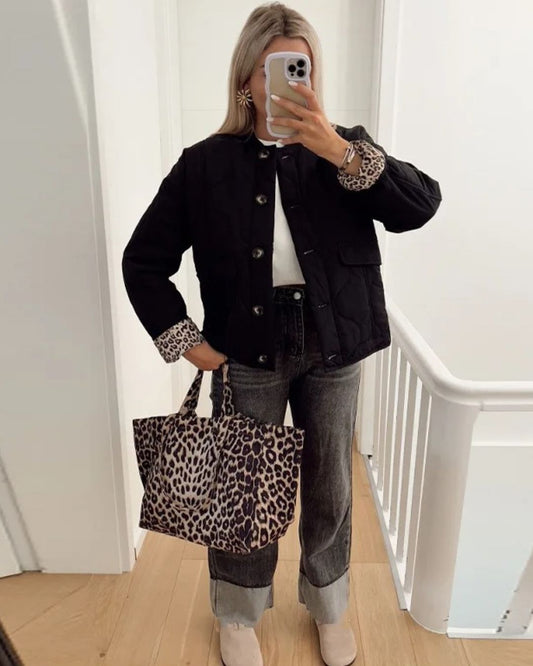 Steppjacke Damen mit Leo-Details – Leichte Übergangsjacke gesteppt & stylisch