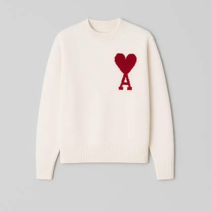 Kaélie - Damenpullover mit Herz und gestickten Buchstaben – Chic und zeitloser Sweat
