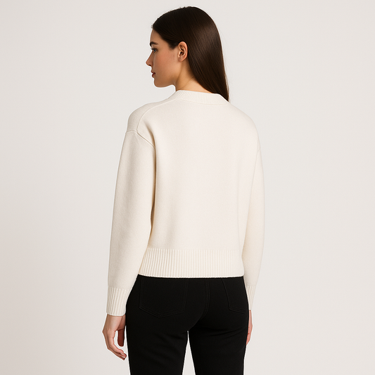 Kaélie - Damenpullover mit Herz und gestickten Buchstaben – Chic und zeitloser Sweat
