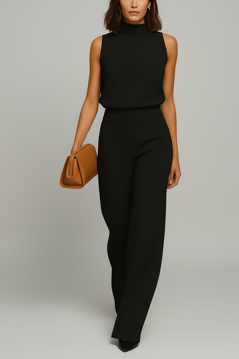 Eleganter Jumpsuit für Damen – Ärmellos & Figurstreckend in fließendem Design